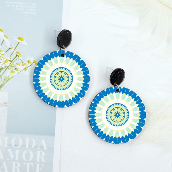 Wood Earrings Round style CR01A1113W