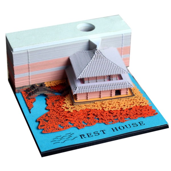 3D Memo Pad Small bridge and flowing water