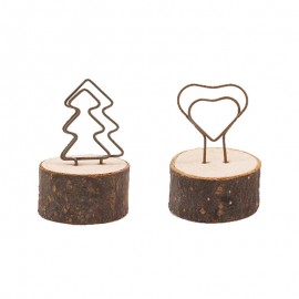 Wood Card Holders with Swirl Wire