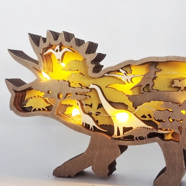 ZWAC12 Wooden Animal Triceratops Statue
